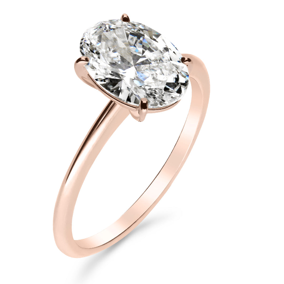 Silván Solitaire Ovaali timanttisormus 2,00ct, rosekultaa, Silván vihkisormukset