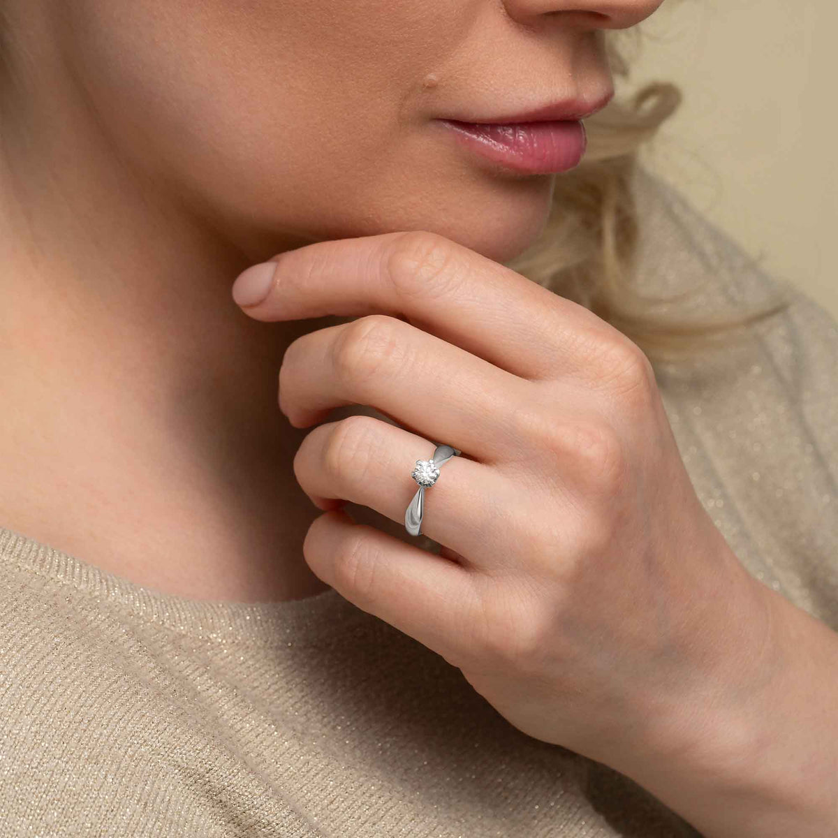 Silván Solitaire timanttisormus 0,40ct, 14K valkokultaa, Silván vihkisormukset