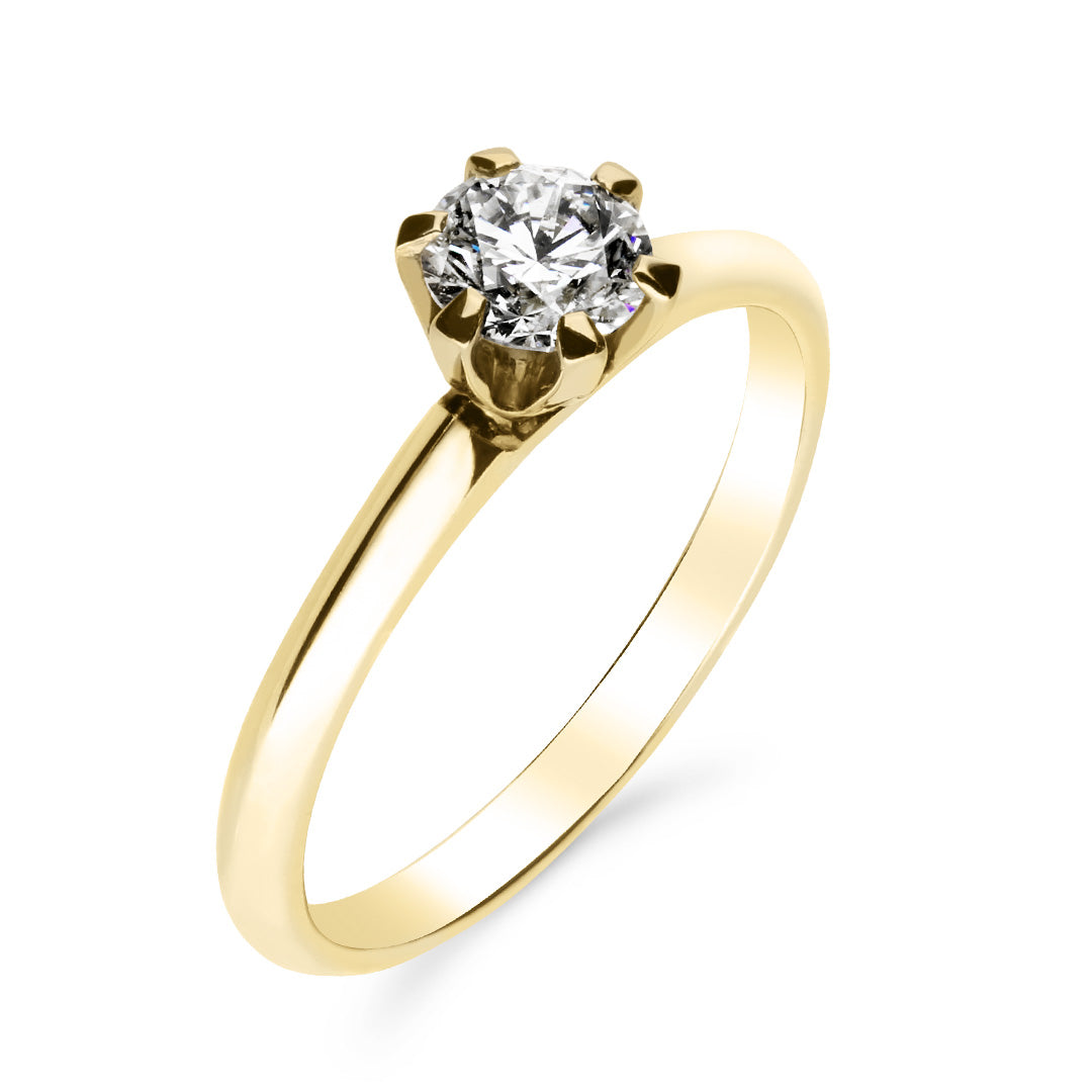 Silván Solitaire timanttisormus 0,50ct, keltakultaa, Silván vihkisormukset