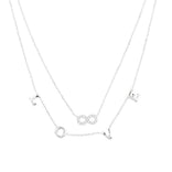 Stelle kaulakoru kahdella ketjulla, hopea ja zirkonit