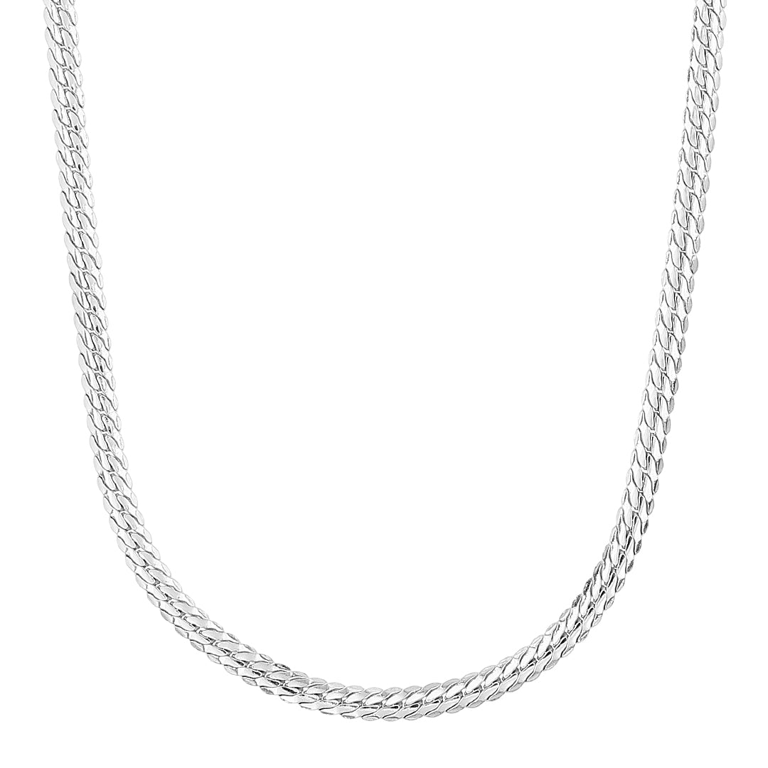 Stelle ovaali-panssarikaulaketju, 4 mm, hopeaa