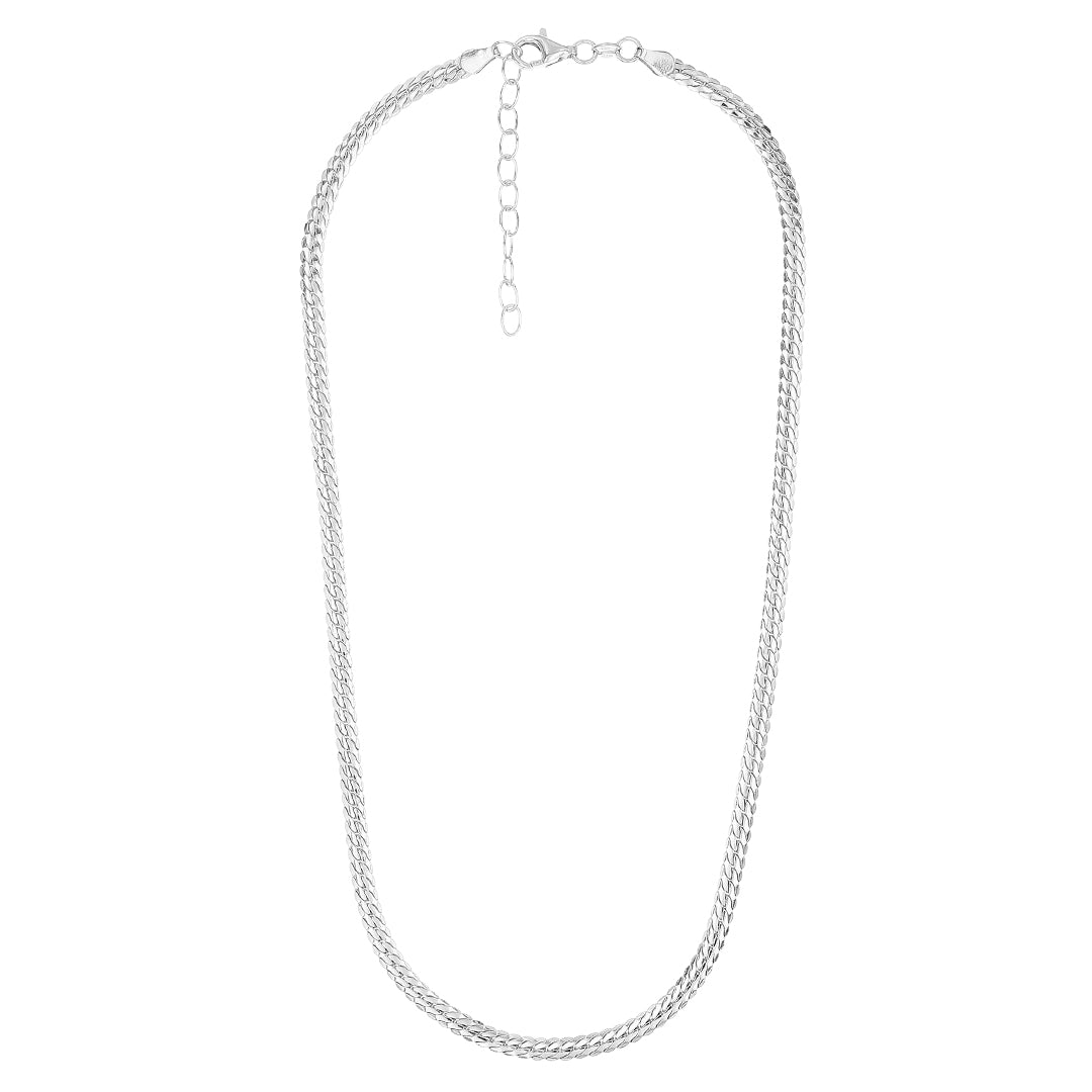 Stelle ovaali-panssarikaulaketju, 4 mm, hopeaa