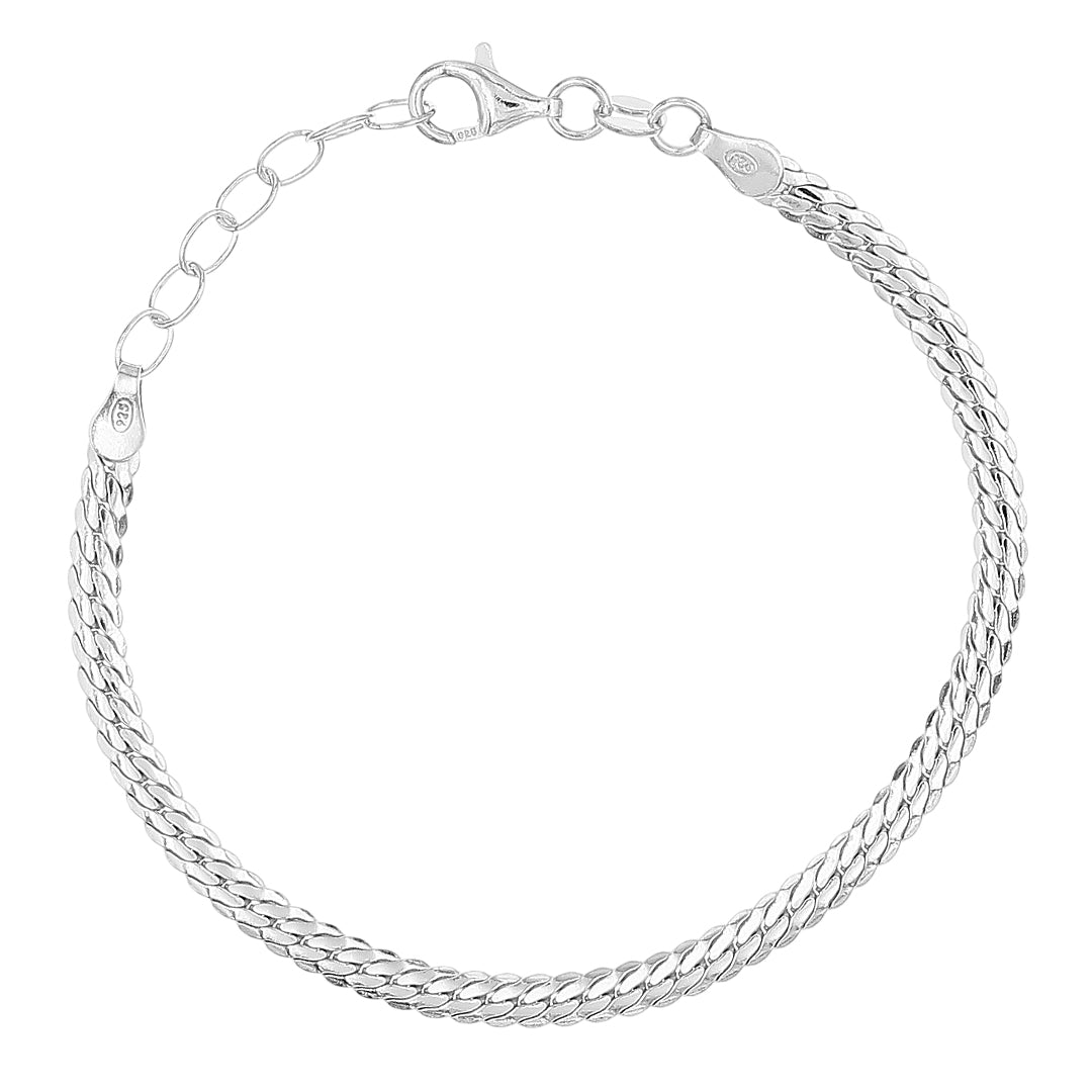 Stelle ovaali-panssariranneketju, 4 mm, hopeaa