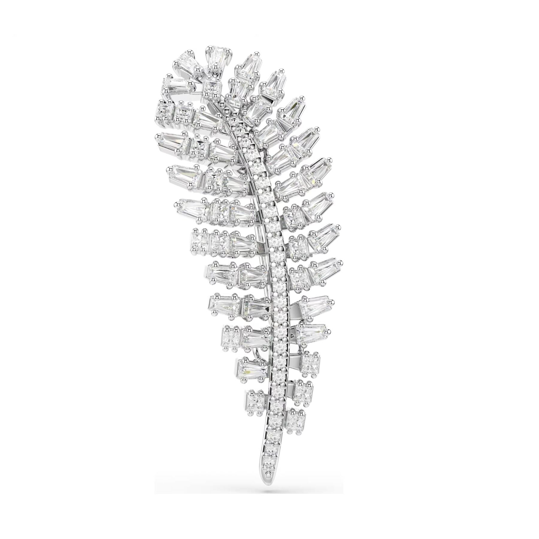 Swarovski sulanmuotoinen rintakoru vaaleaksi rodinoidusta korumetallista ja kirkkaista zirkoneista