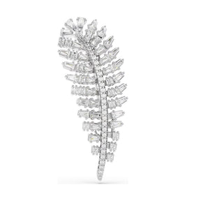 Swarovski sulanmuotoinen rintakoru vaaleaksi rodinoidusta korumetallista ja kirkkaista zirkoneista