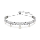 Swarovski x Ariana Grande rannekoru, vaalea metalli, kirkkaat kristallit ja valkoiset helmet 5720870