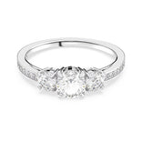 Swarovski Attract Trilogy sormus, hopeanväri ja kirkkaat kristallit, 5656289
