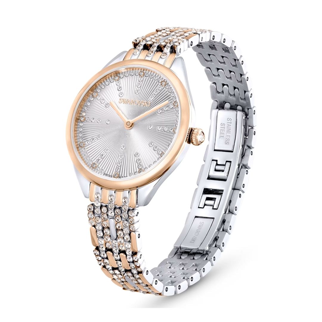 Swarovski Attract rannekello, ruusukullanväri, hopeanväri ja kirkkaat kristallit, 5649987