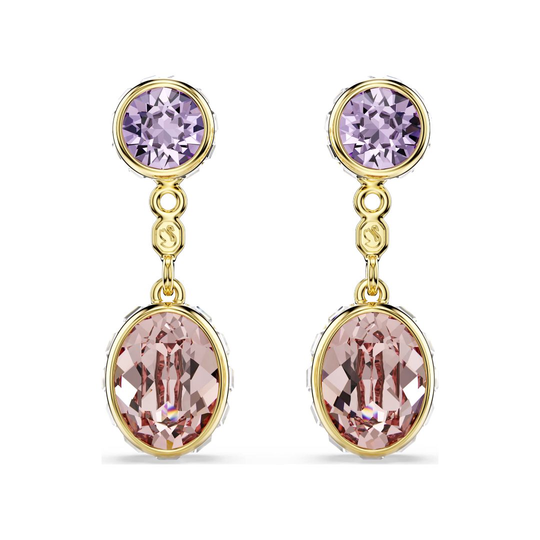 Swarovski Chroma korvakorut, keltakullattu, vaaleanpunaiset ja violetit kristallit, 5738478