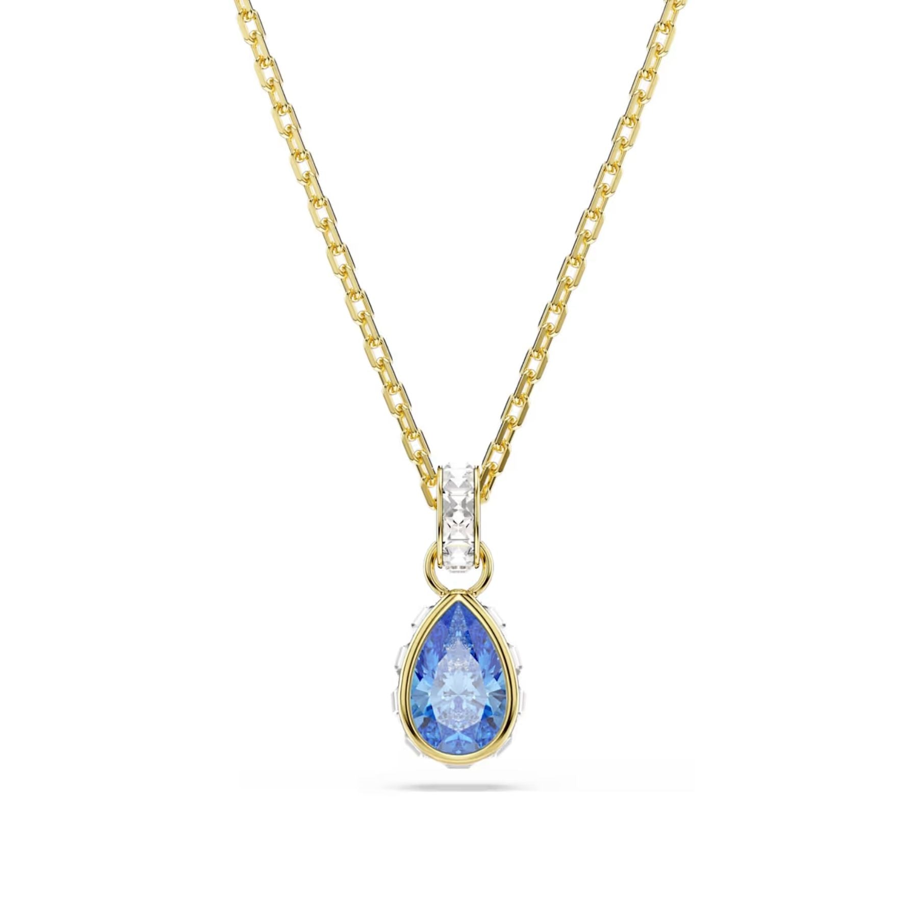 18K keltakullattu Swarovski Chroma 5757786 -riipus sinisellä pisarahiotulla zirkonilla