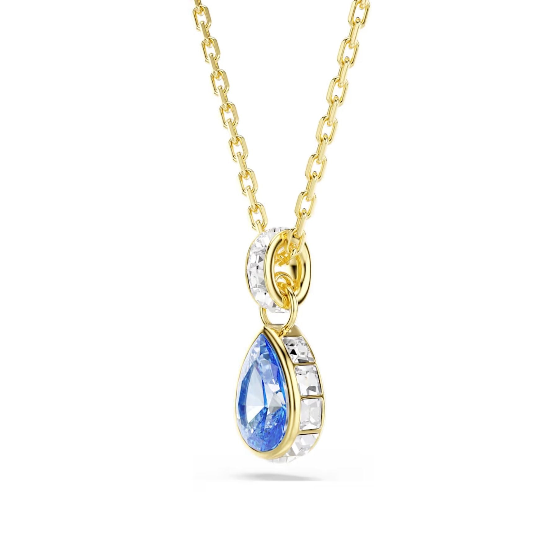 18K keltakullattu Swarovski Chroma 5757786 -riipus sinisellä pisarahiotulla zirkonilla