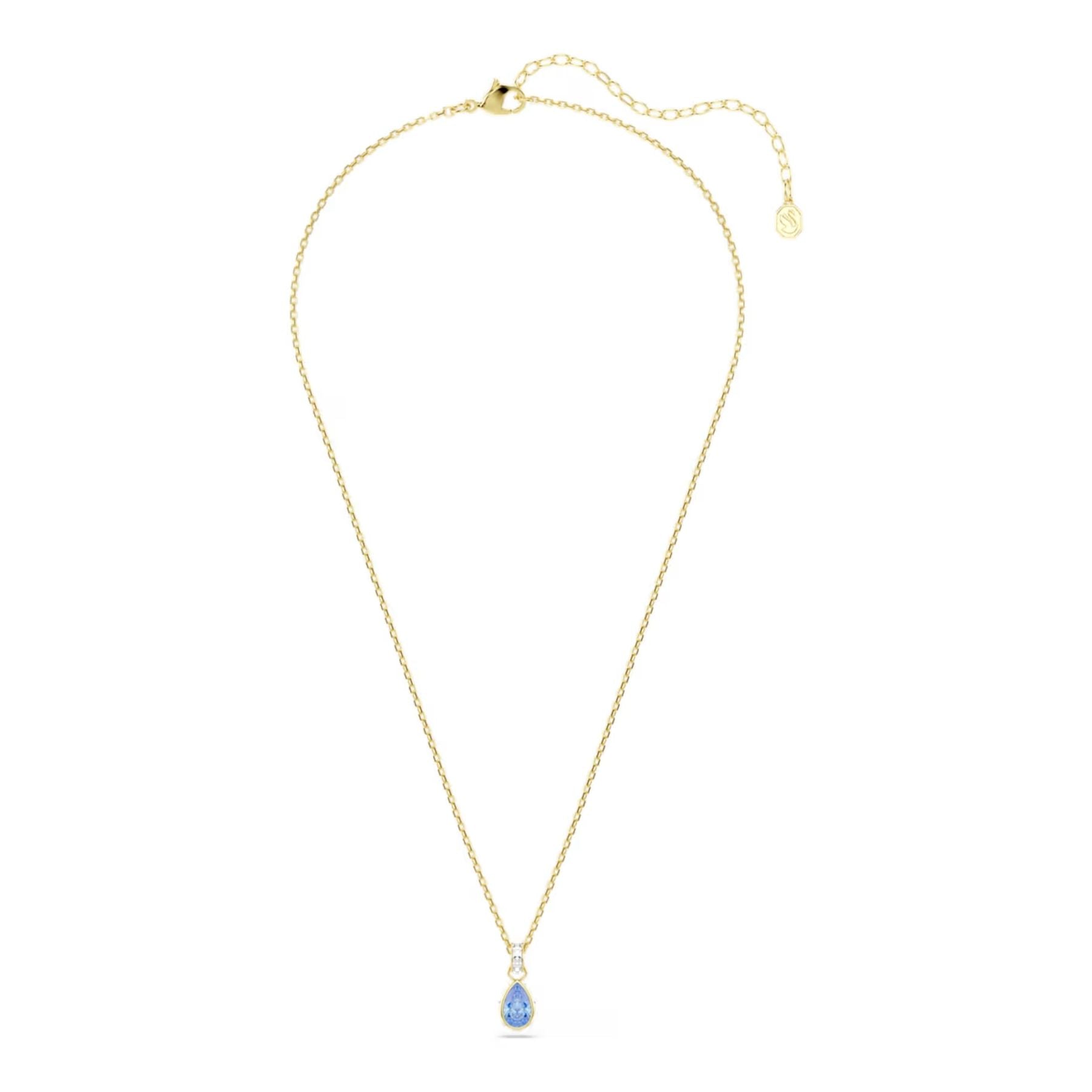 18K keltakullattu Swarovski Chroma 5757786 -riipus sinisellä pisarahiotulla zirkonilla