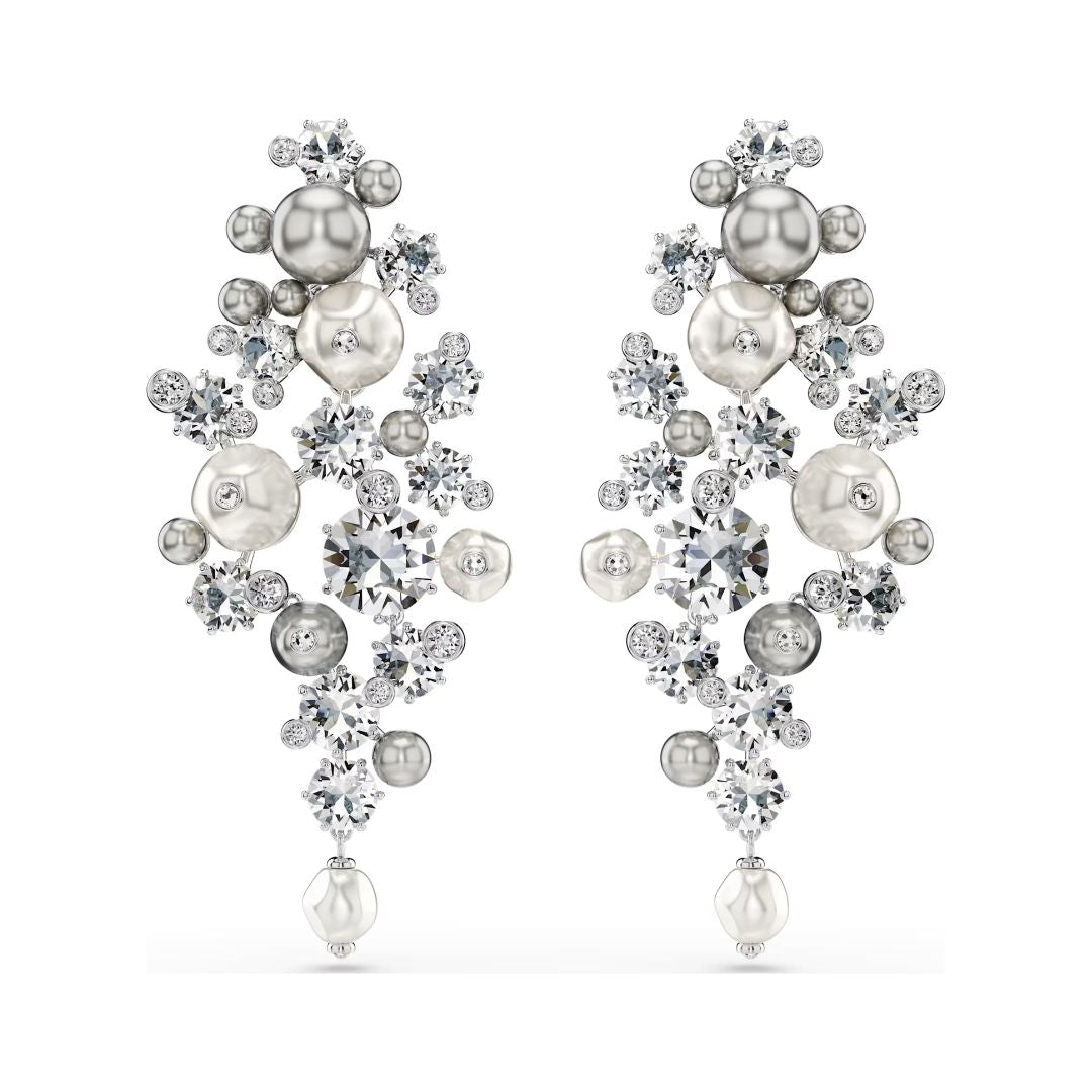 Swarovski Constella korvakorut, vaalea metalli, kirkkaat kristallit ja valkoiset helmet, 5722498