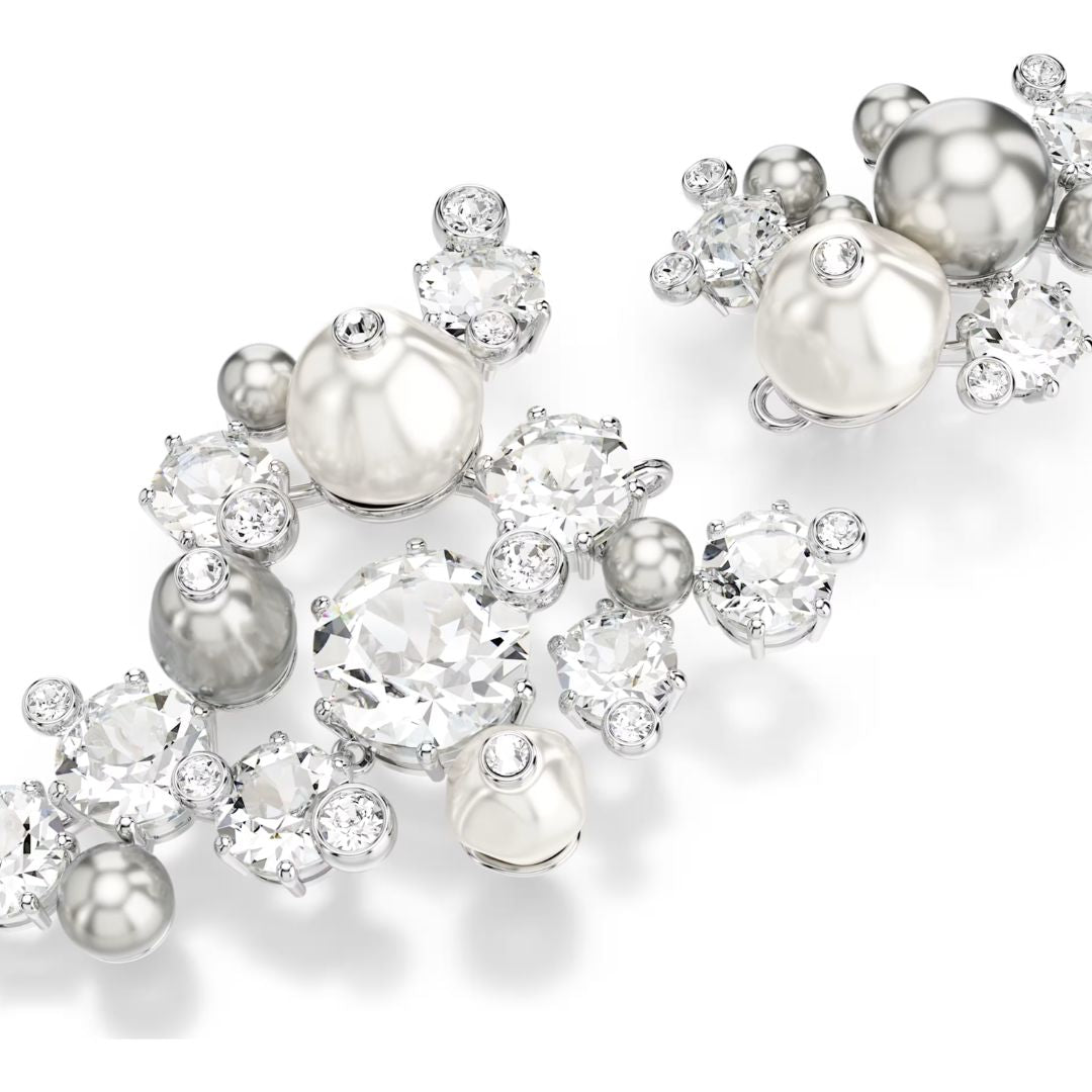 Swarovski Constella korvakorut, vaalea metalli, kirkkaat kristallit ja valkoiset helmet, 5722498