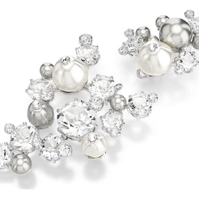 Swarovski Constella korvakorut, vaalea metalli, kirkkaat kristallit ja valkoiset helmet, 5722498