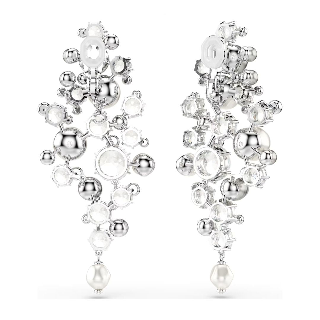 Swarovski Constella korvakorut, vaalea metalli, kirkkaat kristallit ja valkoiset helmet, 5722498