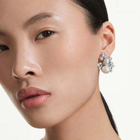 Swarovski Constella korvakorut, vaalea metalli, kirkkaat kristallit ja valkoiset helmet, 5722498