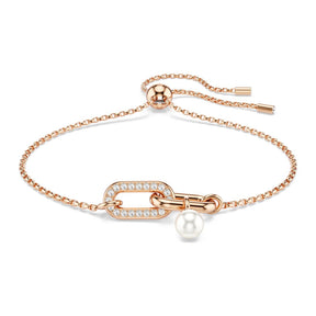 Swarovski Constella rannekoru, ruusukullanväri, kirkkaat kristallit ja valkoinen helmi, 5728588