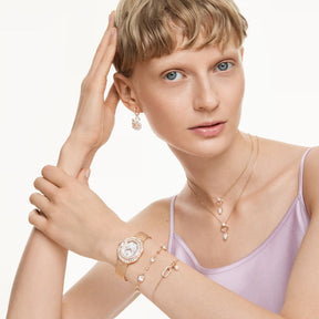 Swarovski Constella rannekoru, ruusukullanväri, kirkkaat kristallit ja valkoinen helmi, 5728588