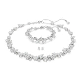 Swarovski Constella, setti, kaulakoru, rannekoru ja korvakorut, vaalea metalli ja kirkkaat kristallit 5738285