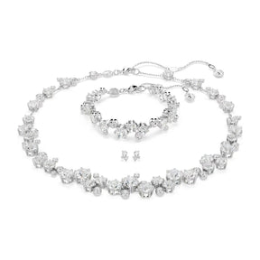 Swarovski Constella, setti, kaulakoru, rannekoru ja korvakorut, vaalea metalli ja kirkkaat kristallit 5738285