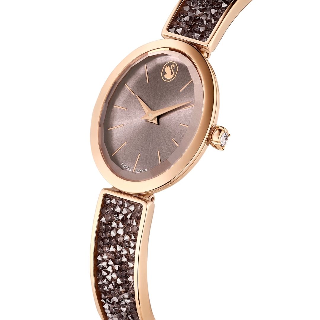 Swarovski Crystal Rock oval rannekello, ruusukullanväri ja harmaat kristallit, 5656857