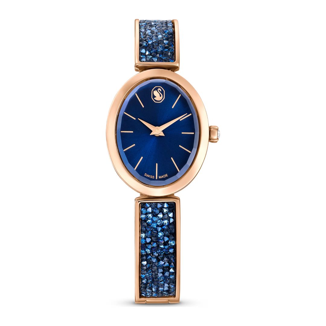 Swarovski Crystal Rock oval rannekello, ruusukullanväri ja siniset kristallit, 5656822