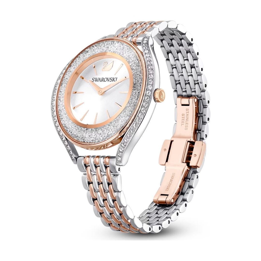 Swarovski Crystalline aura rannekello, ruusukullanväri, hopeanväri ja kirkkaat kristallit, 5644075