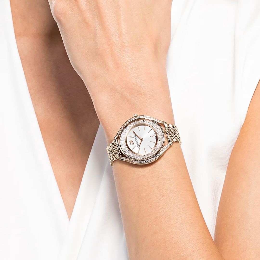 Swarovski Crystalline aura rannekello, samppanhakullanväri ja kirkkaat kristallit, 5519456