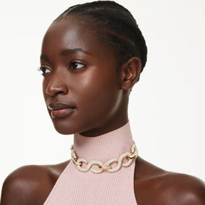 Swarovski Dextera Choker kaulakoru, keltakullattu ja kirkkaat kristallit, 5741788
