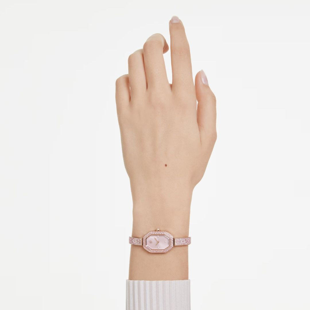 Swarovski Dextera bangle rannekello, ruusukullanväri ja vaaleanpunaiset kristallit, 5717588