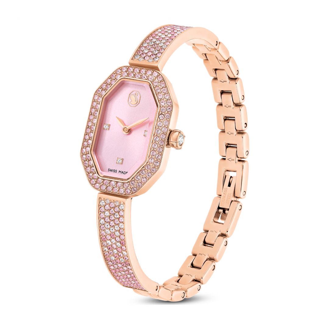 Swarovski Dextera bangle rannekello, ruusukullanväri ja vaaleanpunaiset kristallit, 5717588