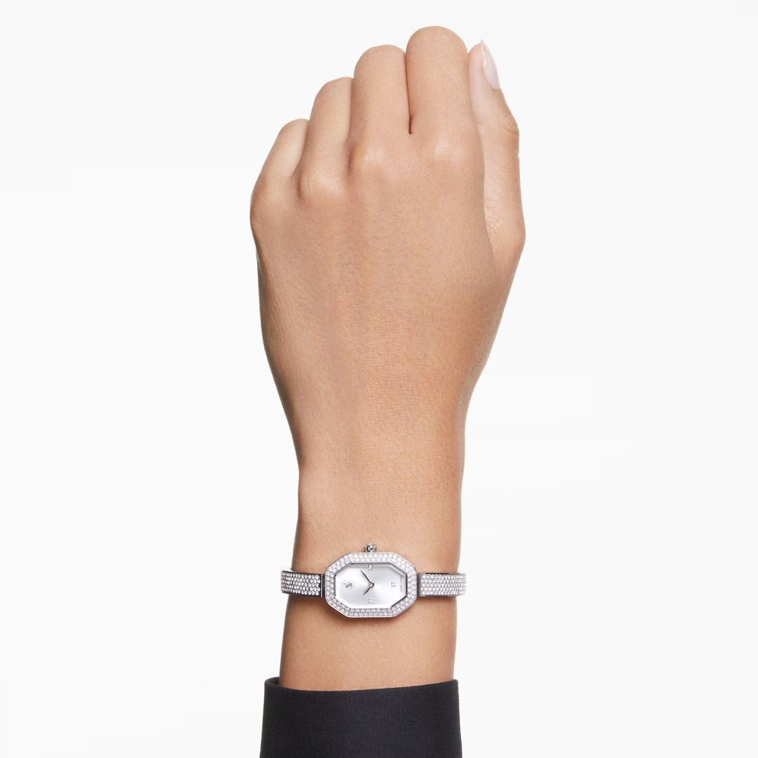 Swarovski Dextera bangle rannekello, vaalea metalli ja kirkkaat kristallit, 5672977