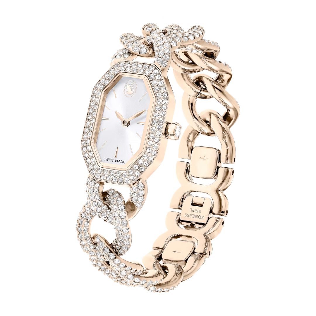 Swarovski Dextera chain rannekello, samppanjakullanväri ja kirkkaat kristallit, 5711710