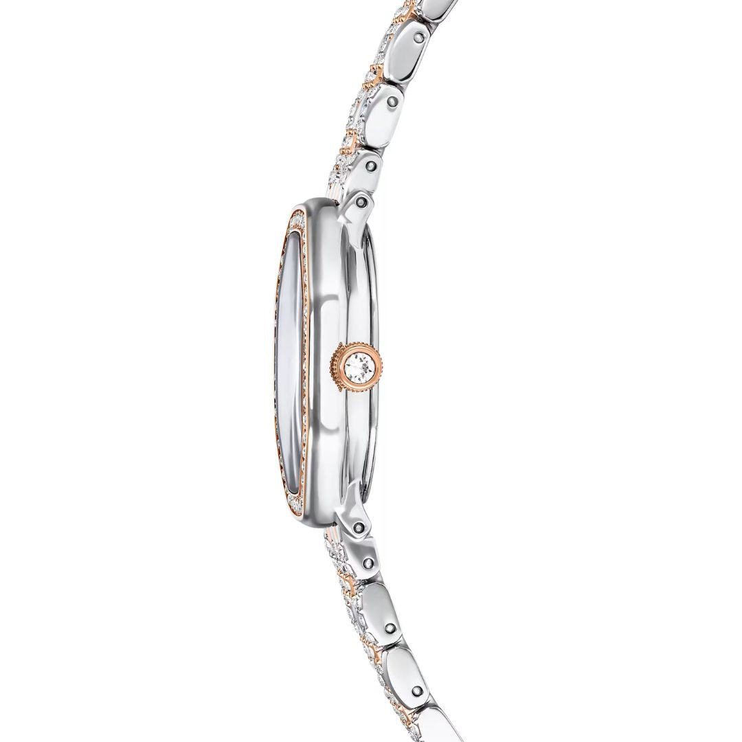 Swarovski Dextera octagon rannekello, hopeanväri, ruusukullanväri ja kirkkaat kristallit, 5715521