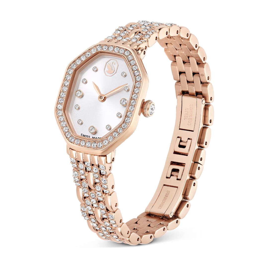 Swarovski Dextera octagon rannekello, ruusukullanväri ja kirkkaat kristallit, 5715517