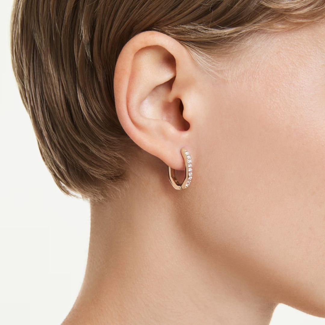 Swarovski Dextera rengaskorvakorut, S-koko, rosekullattu ja kirkkaat kristallit, 5743798