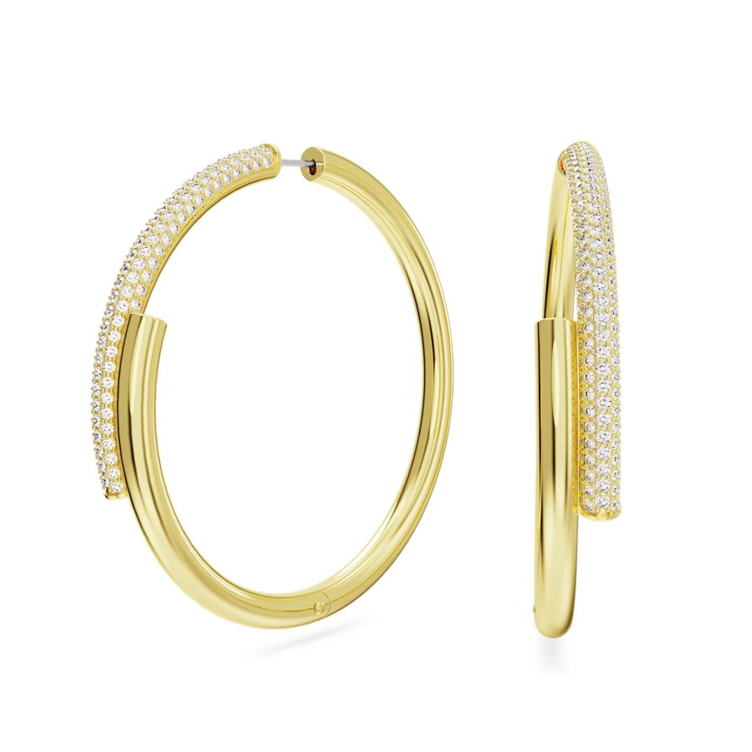 Swarovski Dextera Hoop Earrings, Yellow Gold_Tone and White Crystals 5671808