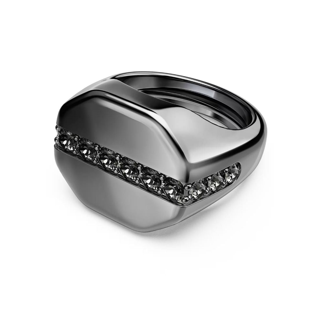 Swarovski Dextera sormus, tumma metalli ja kirkkaat kristallit