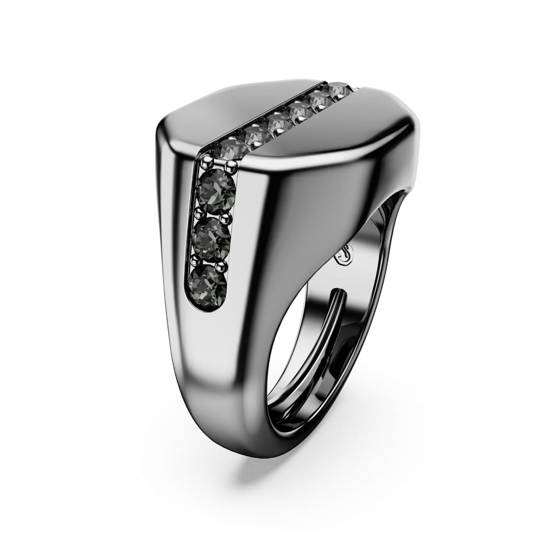 Swarovski Dextera sormus, tumma metalli ja kirkkaat kristallit