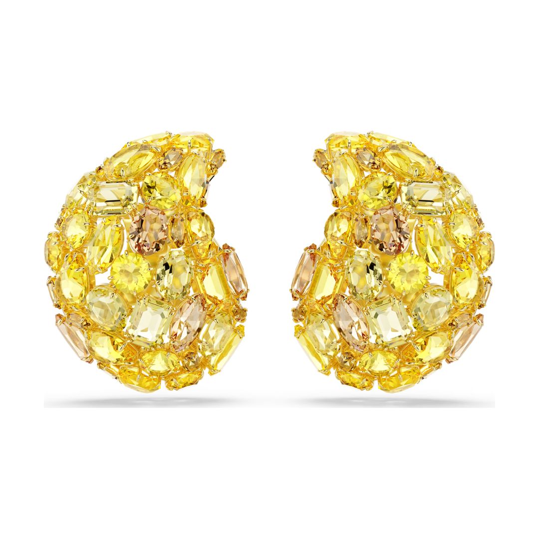 Swarovski Gema Clip Earring, Yellow Gold Color and Yellow Crystals, 5723383
