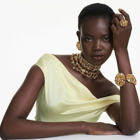 Swarovski Gema Cocktail sormus, keltakullanväri ja keltaiset kristallit