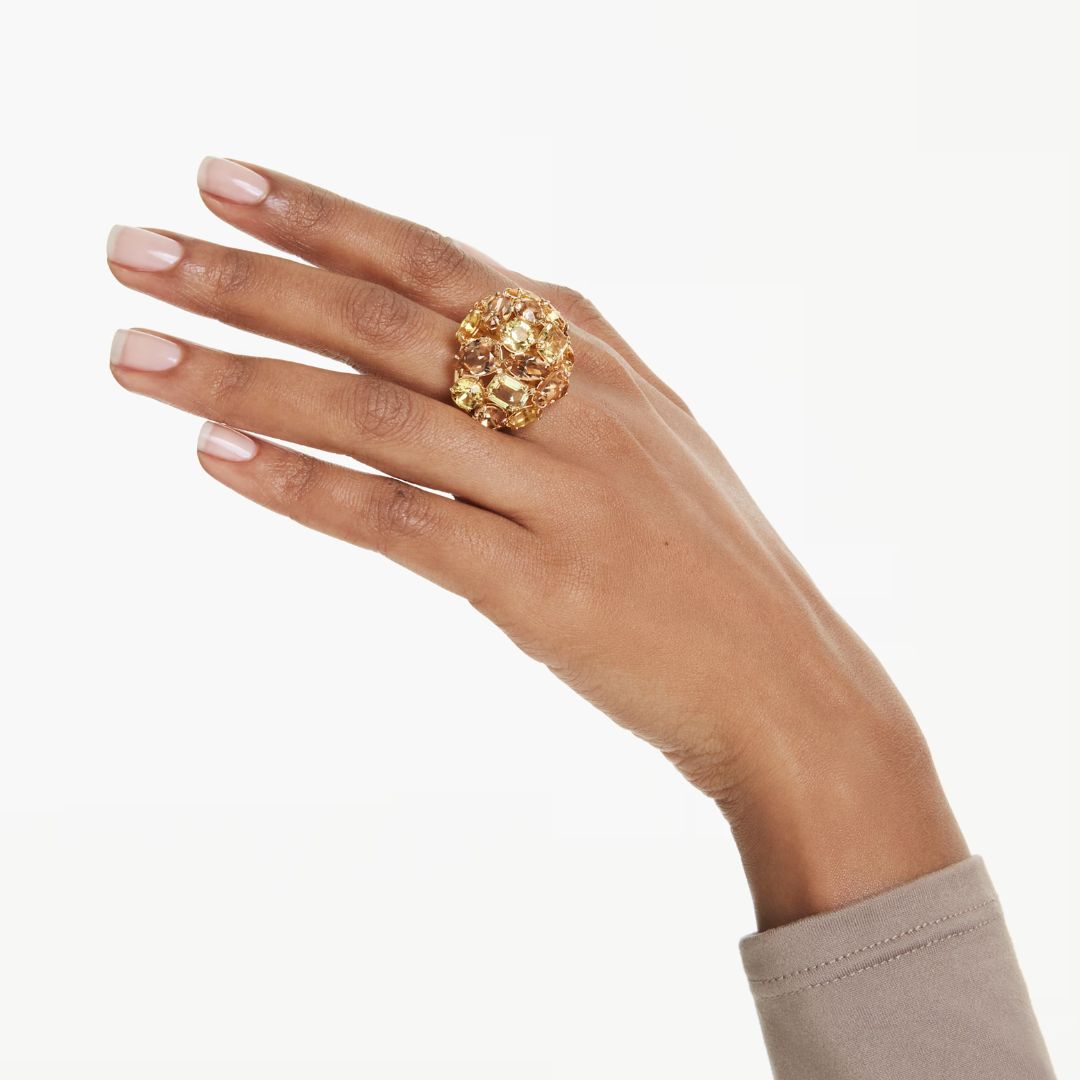 Swarovski Gema Cocktail sormus, keltakullanväri ja keltaiset kristallit