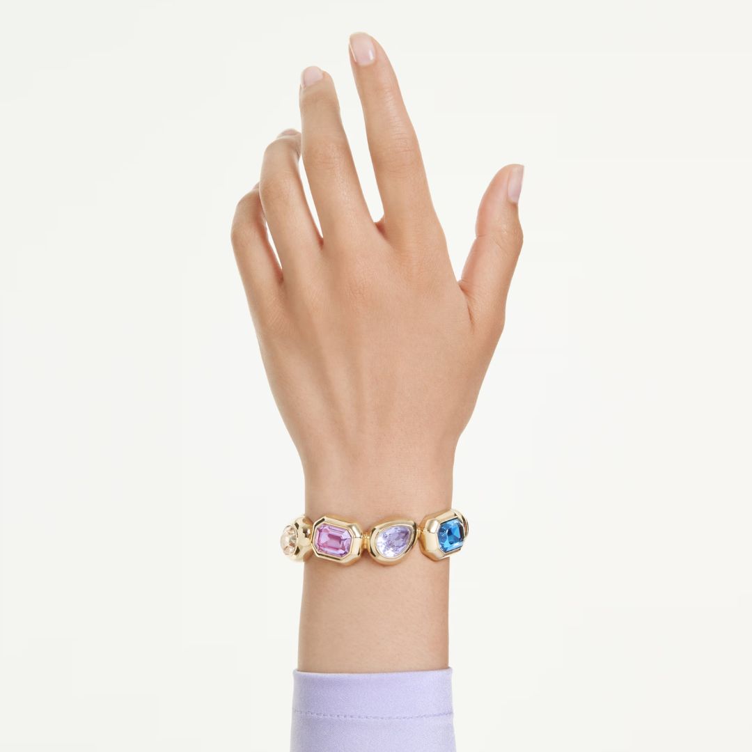 Swarovski Gema Cuff rannerengas, keltakullattu ja eriväriset kristallit