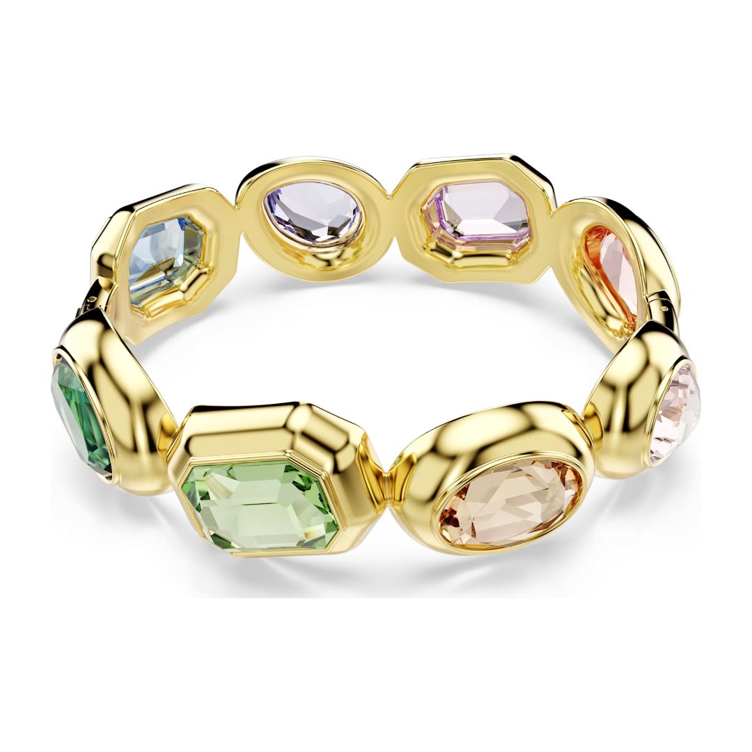 Swarovski Gema Cuff rannerengas, keltakullattu ja eriväriset kristallit