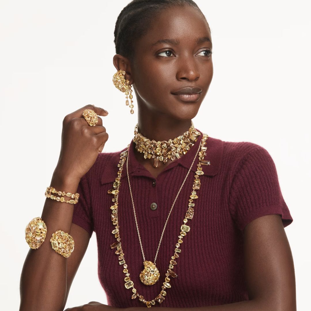 Swarovski Gema kaulakoru, keltakullattu ja eriväriset kristallit, 5718071