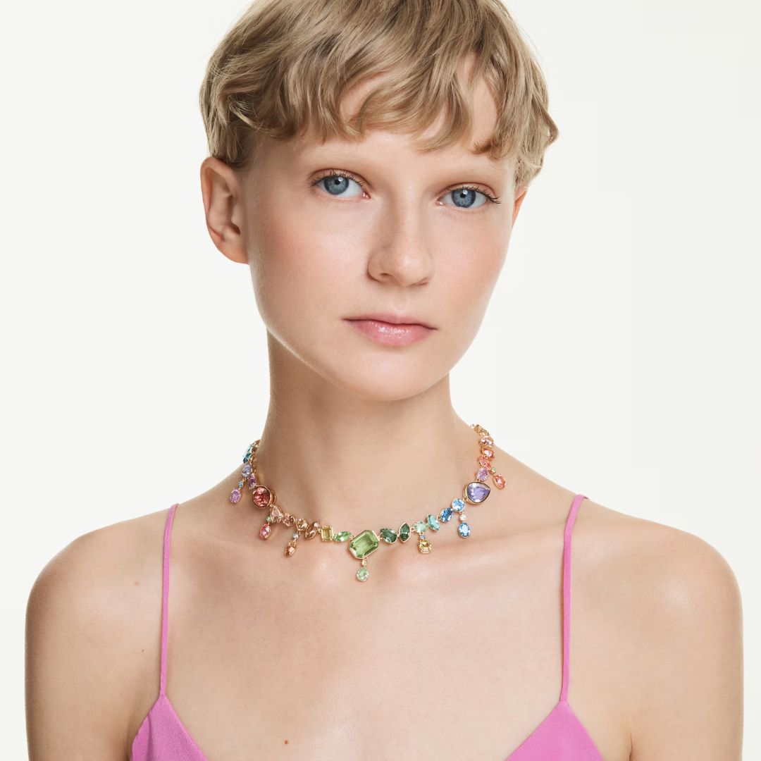 Swarovski Gema kaulakoru, keltakullattu ja eriväriset kristallit, 5737443