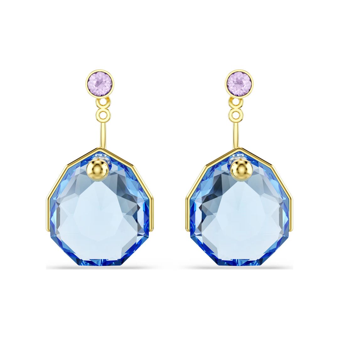 Swarovski Gema korvakorut, keltakullattu, siniset ja violetit kristallit, 5737449