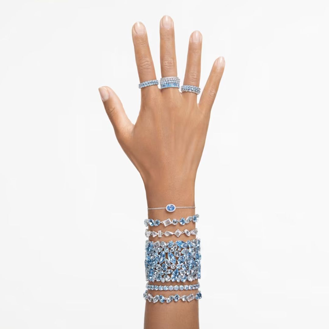 Swarovski Gema rannekoru, vaalea metalli ja siniset kristallit, 5666018