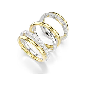 Swarovski Hyperbola sormus, 3 osaa, keltakullattu ja kirkkaat zirkoniat